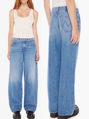 MOTHER SUPERIOR Jeans Down Low Spinner Sneak Love Line Blue Size 27